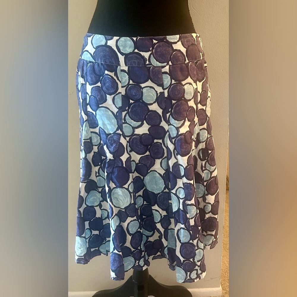 Boden Blue and White Patterned Midi Skirt lined